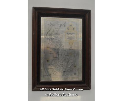 ANTIQUE MAP OF GREAT BRITAIN MIRROR LIMITED EDITION, 50 X 69CM INCLUDING FRAME 