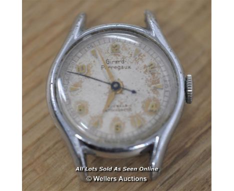 LADIES&nbsp;GIRARD PERREGAUX,MANUAL MOVEMENT, EARLY CHROME MODEL,DENNISON CASE, AGED WHITE ARABIC BATTON DIAL,MOVE 83561141/ 