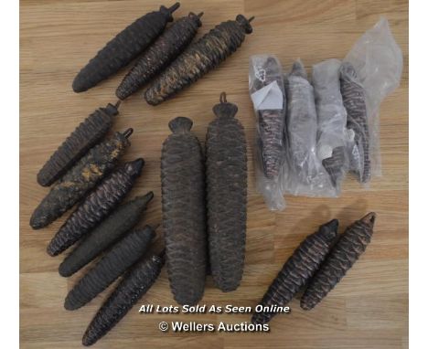 17X CUCKOO CLOCK WEIGHTS,ASSORTED SIZES AND WEIGHTS,NEW SEALED AND VINTAGE USED CONDITION.