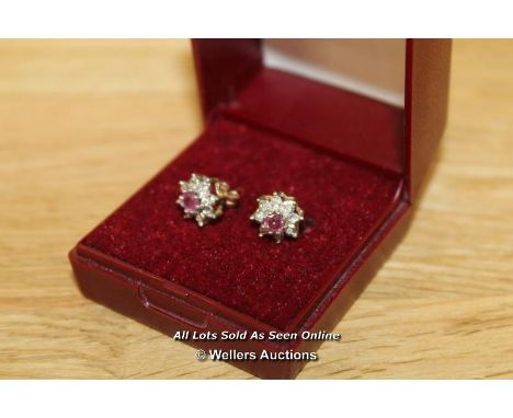 9CT RUBY AND DIAMOND SET EARRINGS