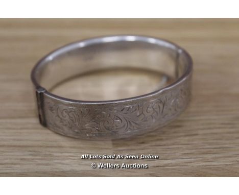 FANCY SILVER BANGLE, HOLLOW,24.3 GRAMS