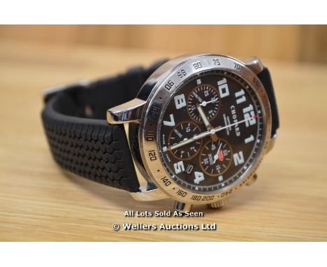 GENTS CHOPARD MIGLIA MILIA CHRONOGRAPH, BLACK ARABIC DIAL WITH DATE, AUTOMATIC MOVEMENT, 40MM STAINLESS STEEL CASE ON RUBBER 