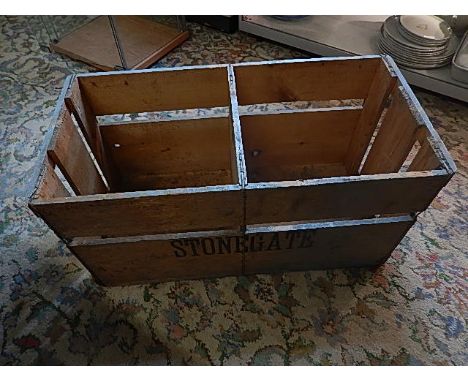 Vintage 1964  Stonegate Pine Crate ( apart couple of woodworm holes excellent vintage condition ) 27 x 13 inches 14 long