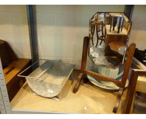 Galvanised steel trough, dressing table mirror and a vintage jug and ewer 