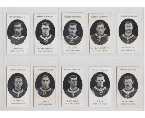 Cigarette cards, Taddy Prominent Footballers, West Ham Utd, 19 cards, (No footnote, 15), T Allison, F Blackburn, D Clark, A F