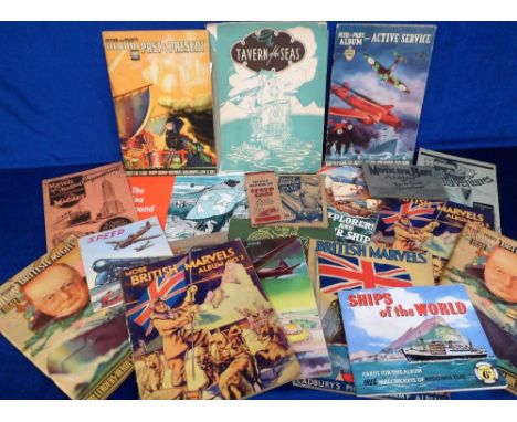 Trade card albums &amp; folders, selection inc. Modern Boy Folder of Great Explorers (with set of 12 art plates), Magnet Fold