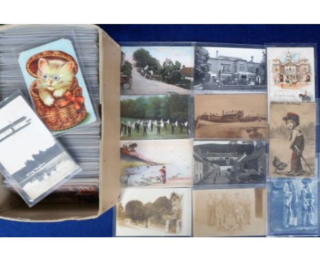 Postcards, a mixed collection of approx. 370 UK and Foreign topographical, also subjects.  Topographical RP's include Newport