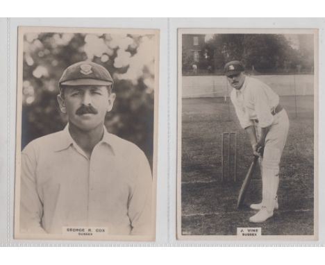 Cigarette cards, Phillips, Cricketers, Premium Issue, PF, Sussex, four cards, nos 55c, 56c, 57c &amp; 58c, George R. Cox, J. 