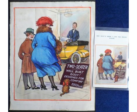 Postcards/Ephemera, a single sheet of original artwork measuring 11" x 8" (watercolour) for comic postcard series no 959 by A