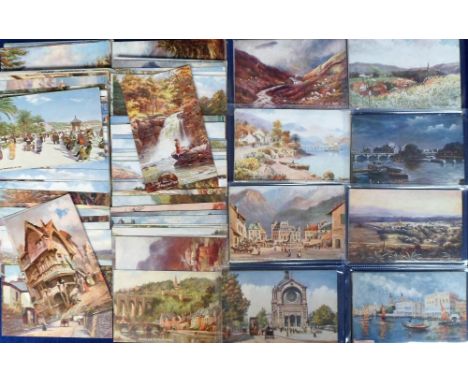Postcards, a collection of approx. 220 Tuck published UK and Foreign scenic illustrated views, mostly Oilettes with many sets