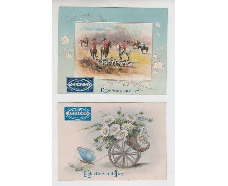 Cigarette cards, USA, Mayo, 2 non-insert advertising cards both for 'Eglantine and Ivy', one with hunting scene (riders, hors