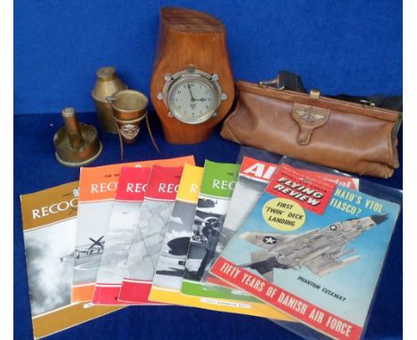 Militaria, 3 items of trench art (lighter/ashtray, Middlesex Regt. ashtray and bottle), a propeller boss mantle clock (DRG No