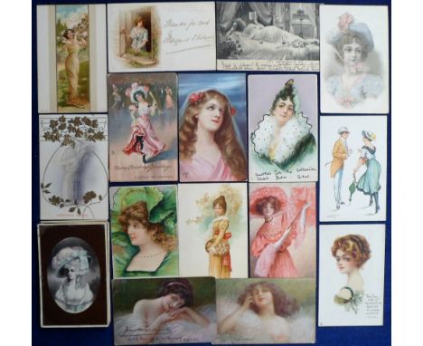 Tony Warr Collection, Postcards, a Glamour/Pretty Girl mix of approx. 100 cards mostly published by Tuck. Artists inc. Guezzo