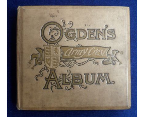 Cigarette card album, Ogdens, a hard-backed special album for Ogdens,  Army Crests and Mottoes, inside pages illustrated with