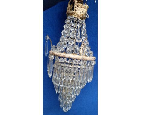 Vintage Lighting, a Victorian 4 tier drop glass chandelier with cherub and swag detailing to coronet, a pair of wall mounted 
