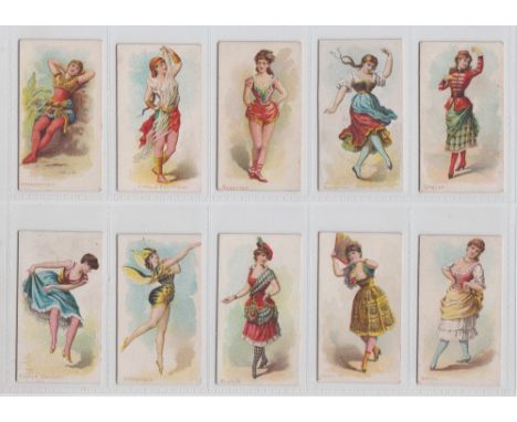 Cigarette cards, USA, Kimball, Dancing Women, ten cards, Amazonian, Antique East Indian, Austrian, Bavarian, English, French 