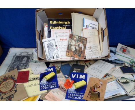 Ephemera, a box of mixed items to include a 'Camera Series Album of Views of Guildford' circa 1890, a 1947 Official Town Guid