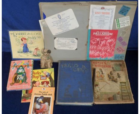 Scrap Book and Children's Books, a scrap book dating from the 1950s containing  14 pages of assorted ephemera laid down doubl