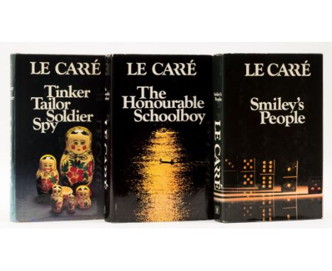 Le Carré (John) [The Karla Trilogy], 3 vol., comprising Tinker Tailor Soldier Spy, cut signature of Alex Guinness facing titl