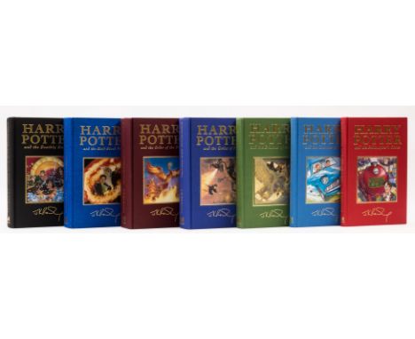 Rowling (J.K.) [The Harry Potter novels], 7 vol., first deluxe edition, first impressions, original cloth with mounted colour