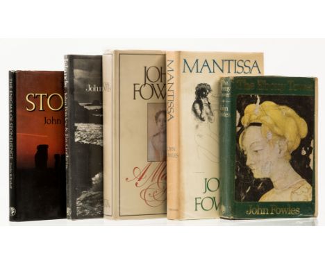 Fowles (John) The Ebony Tower, 1974; Mantissa, cloth rather soiled and stained, jacket spine faded, 1982; A Maggot, 1985, fir
