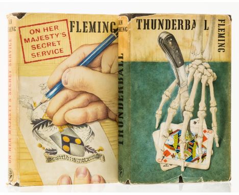 Fleming (Ian) Thunderball, 1961; On Her Majesty's Secret Service, contemporary ink gift inscription to front free endpaper, j