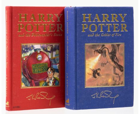 Rowling (J.K.) Harry Potter and the Philosopher's Stone, first deluxe edition, original red cloth with mounted colour illustr