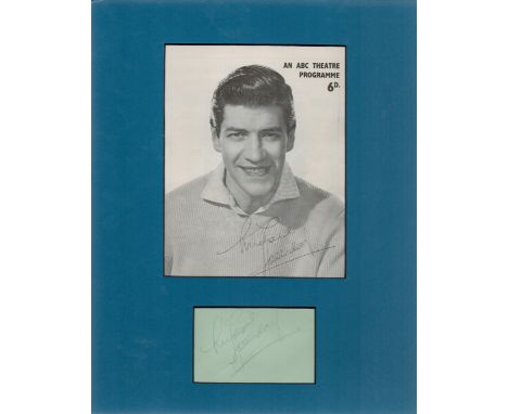 Mounted Signature of Michael Holliday with black and white vintage ABC Theatre Programme photo signed in Pen. Mounted on Blue