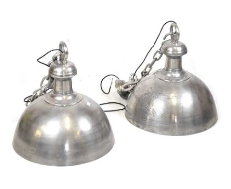Pair of industrial light fittings, 46.5cm diameter x 57cm high approx 