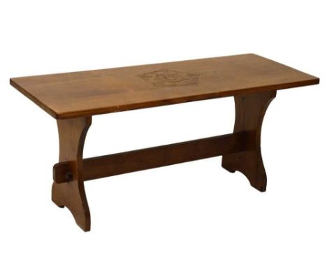 Light elm rectangular coffee table, 104.5cm x 42cm x 45.5cm high 