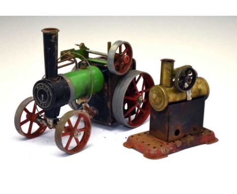 Mamod TE1 live steam tractor, together with an unbranded stationary engine