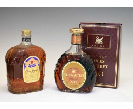Bottle of Crown Royal Delux Canadian Whisky, together with a bottle of Jules Gaatret X.O. Cognac (2)
