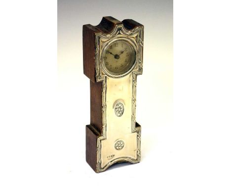 Edward VII silver-mounted miniature longcase clock, Birmingham 1908, 22.5cm high