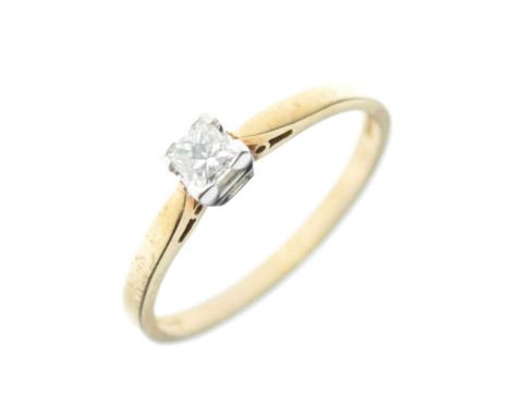 9ct gold Princess cut single stone diamond ring, 0.25carat approx, size S, 2.1g gross approx