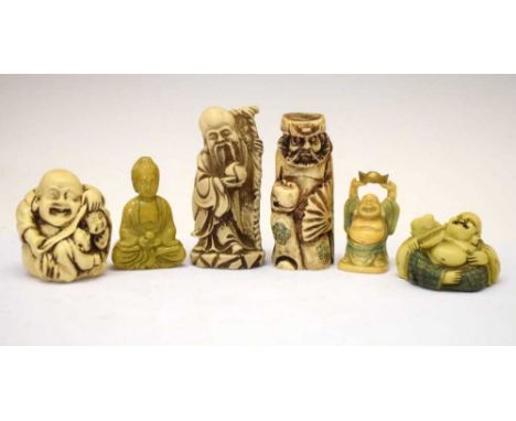 Group of netsuke figures, etc, tallest 9cm high (6)