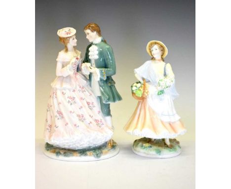 Royal Worcester group - 'The Betrothal', 24cm high and  'Market Day', 21cm high