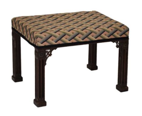 Chippendale Revival stool with tapestry seat, 62cm x 40cm x 44cm high