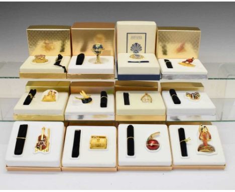 Twelve boxed Estee Lauder miniature perfumes to include; Precious Dragonfly, Beautiful Glorious Bow, Dazzling Gold Treasure C