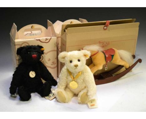 Steiff - Two boxed bears comprising; Millennium Bear &amp; Classic Bear, together with a limited edition Rocking Horse 132/20