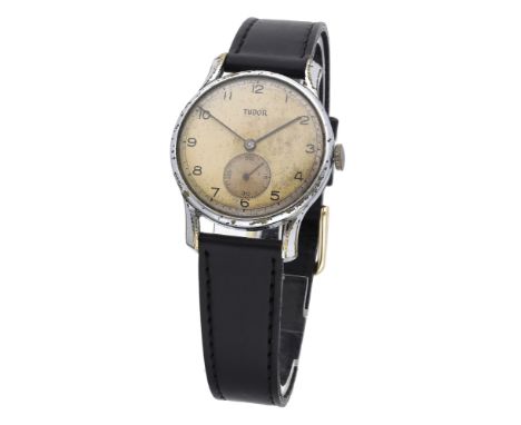 Tudor. A chrome plated and steel wristwatch, Ref. 768, circa 1968. Movement: cal. 59, manual winding, 17 jewels. Dial: silver