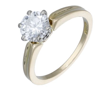 A diamond single stone ring, claw-set with a brilliant-cut diamond, stamped ‘18CT’, diamond weight approximately 1.15 carats,