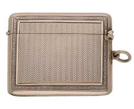 A 9ct gold vesta case, with engine-turned decoration and reeded borders, with suspensory loop, numbered 6273, maker’s mark fo