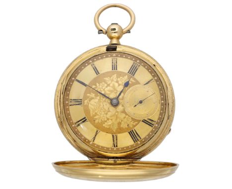 English. A gold hunting cased watch, 1879.  Movement: gilded full plate, lever escapement, engraved balance cock, no. 42667. 