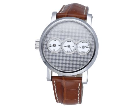 Otium. A stainless steel wristwatch, Trigulateur, no. 0069, circa 2016. Movement: manual winding, 17 jewels. Dial: machined m
