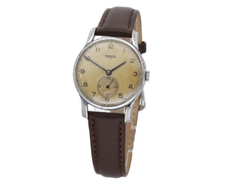 Tudor. A chrome plated and steel wristwatch, Ref. 768, circa 1968. Movement: cal. 59, manual winding, 17 jewels. Dial: silver