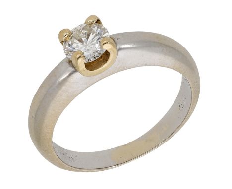 A diamond single stone ring, set with a brilliant-cut diamond on a plain polished hoop, Portuguese assay mark, diamond weight