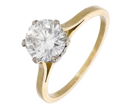A diamond single stone ring, claw-set with a  brilliant-cut diamond weighing 1.54 carats, stamped ‘18CT’, ring size M.    £4,