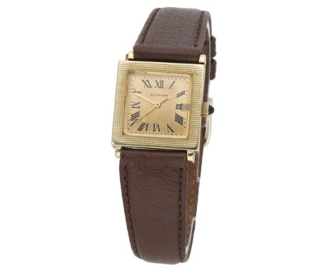 Boucheron. A lady’s gold automatic square wristwatch with date, circa 1970. Movement: cal. 2551, automatic, 21 jewels. Dial: 