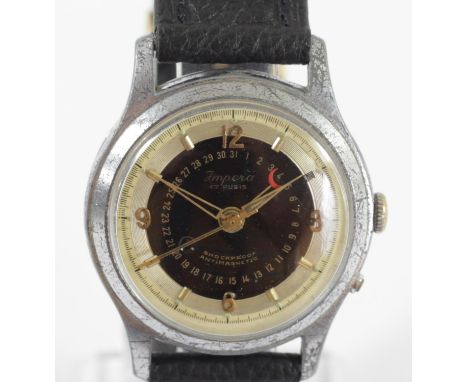 Imperia, a stainless steel manual wind calendar wristwatch, with inner date bezel, 33mm 
