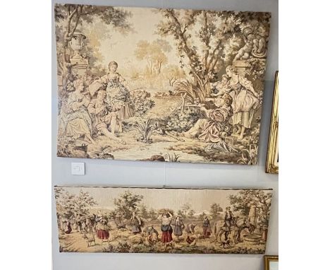 A substantial early 20th Century Old Goblins French tapestry 'Madame De Maintenon's fishing trip' 131x94cm, together with a s